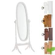 CLP Espejo de Pie de Madera Clásico y Redondo CORA | Espejo de Cuerpo Entero en Estilo Nostálgico Inclinable | Tamaño: 150 x 60 cm | Color blanco