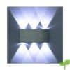 Glighone Aplique de Pared 6 LED 6W Lámpara de Pared Luz Moderna de Puro Aluminio Luz Exterior y Interior para Decoración del Hogar Pared Dormitorio Pasillo Entrada, Blanco Frío