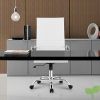 LANGRIA Silla Ejecutiva Giratoria de Oficina de Piel Sintética Respaldo Alto Ergonómico Soporte Lumbar Reposabrazos Asiento Ajustable Capacidad 130 kg para Estudiantes Estudio Oficina Hogar, Blanco