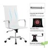 LANGRIA Silla Ejecutiva Giratoria de Oficina de Piel Sintética Respaldo Alto Ergonómico Soporte Lumbar Reposabrazos Asiento Ajustable Capacidad 130 kg para Estudiantes Estudio Oficina Hogar, Blanco