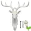 Cabeza de ciervo Evilandat, cornamenta para colgar en la pared, perchero con forma de animal, regalo decorativo., blanco