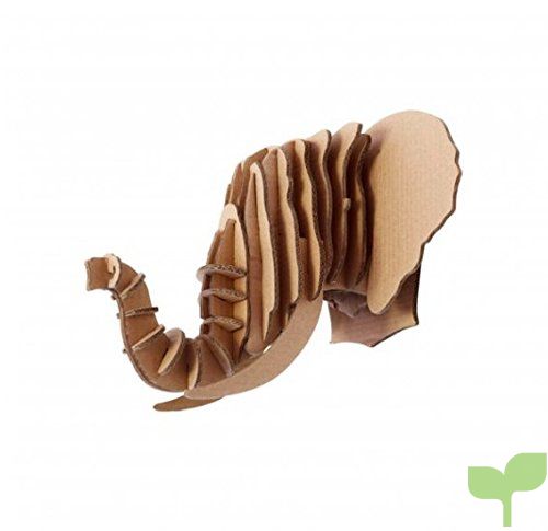 Escultura Cabeza Animal Elefante 3D En Cartón, Escultura Para Decoración de Pared DIY
