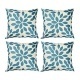 Top finel hojas algodón lino fundas de cojín almohada cuadrado decorativa para sofás Juego de 4 45x45cm Azul