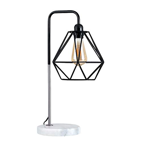 MiniSun – Lámpara de mesa moderna ‘Talismán’ – con innovadora pantalla de diseño de jaula, base de mármol y sabor vintage
