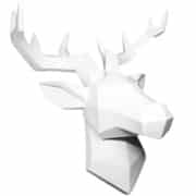 Hansmeier Cabeza de Ciervo Escultura de la Pared Decoración Mural Cabeza de Animal Diseño Apstracto y Moderno – Blanco