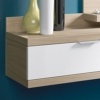 Habitdesign 016744W – Recibidor con un cajón y espejo, mueble entrada color Blanco Brillo y Nature modelo Dahlia, medidas: 116 x 81 x 29 cm de fondo