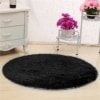 linyingdian 120 cm (4 pies) Alfombras Redondas Super Suave Sala de Estar Dormitorio Casa Alfombra Peluda (Negro)