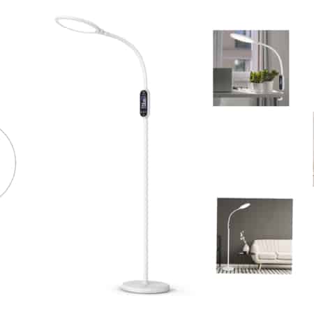 Aglaia Lámpara de pie LED para el salón, color blanco, con 3 modos de temperatura de luz y 4 modos de brillo. 11w
